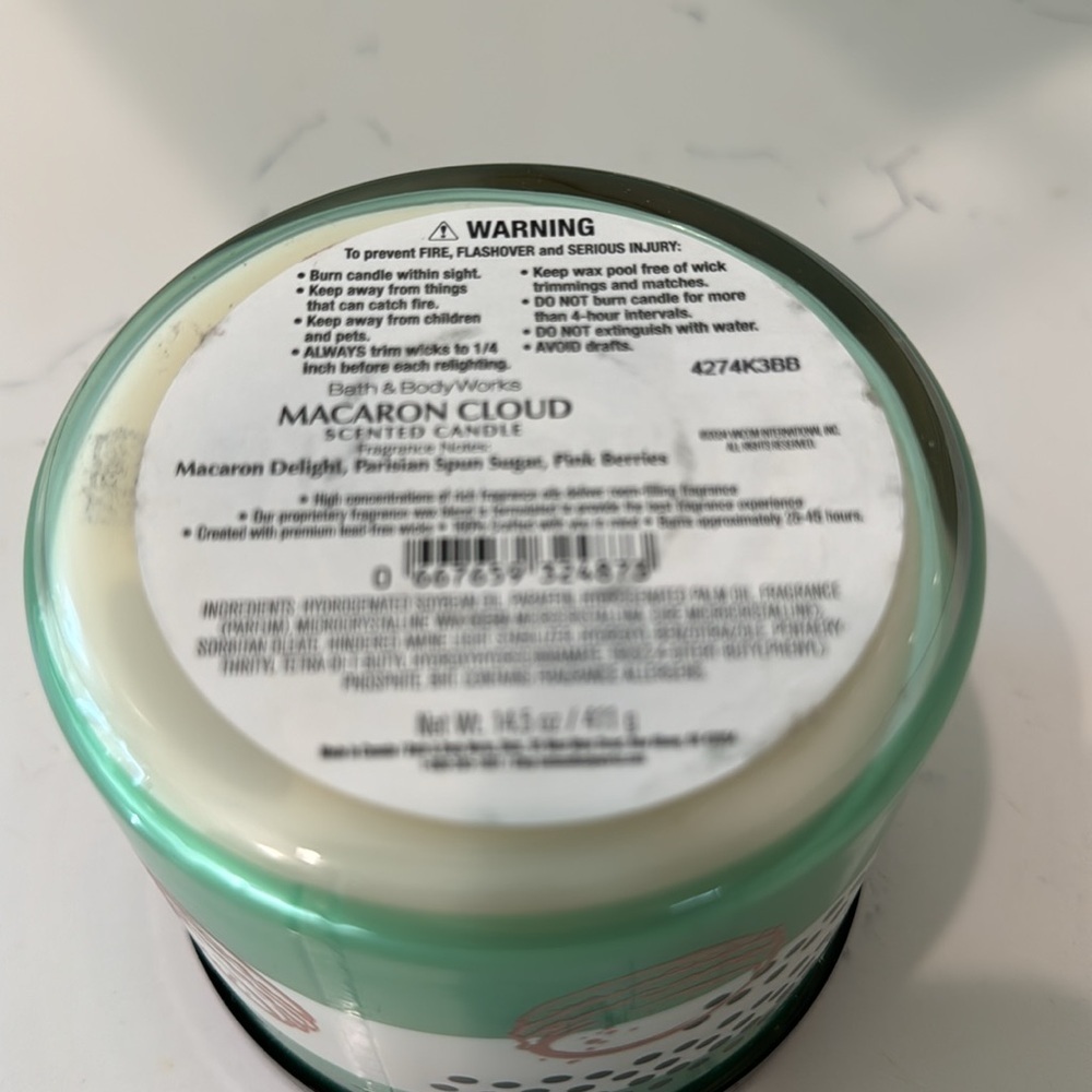 BATH & BODY WORKS 3 WICK CANDLE W/LID  in the NEW-EMILY IN PARIS "MACARON CLOUD" - Picture 8 of 8
